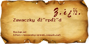 Zavaczky Árpád névjegykártya
